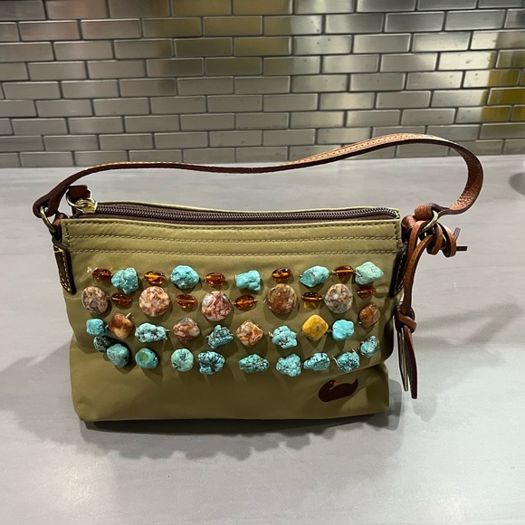 Dooney & Bourke Pouchette with custom stones, genuine Turquoise and Amber - Picture 9 of 16